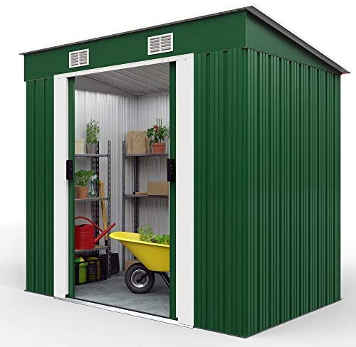 Deuba tool shed green made of metal 185 x 108 tool shed with ventilation and sliding door - Image 8