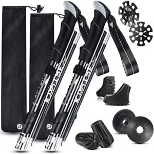 Kiaitre Tri-fold Walking Trekking Poles - 2 Pack Collapsible Hiking Poles with Quick Lock System, Adjustable Lightweight Trail Cane, Portable Walking Sticks for Trekking, Walking and Backpacking