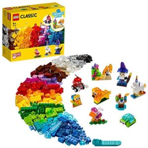 LEGO 11013 Classic Creative Transparent Bricks Building Set with Animals including Lion, Bird and Turtle, Toys for Kids 4+ Years Old