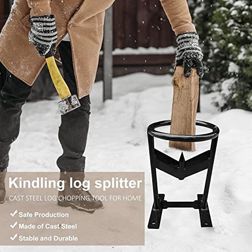 YAOJIA Firewood Kindling Splitter Steel Firewood Kindling Splitter, Manual Log Wood Splitter Racker, High-Impact Kindling Cracker Firewood Cutter For Home Campsite,Black (Color : Black) - Image 3