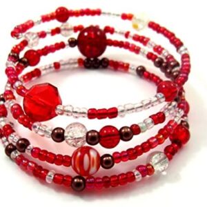 Julz Beads Memory Wire Bracelet Jewellery Making Kit Red with Instructions K0038L