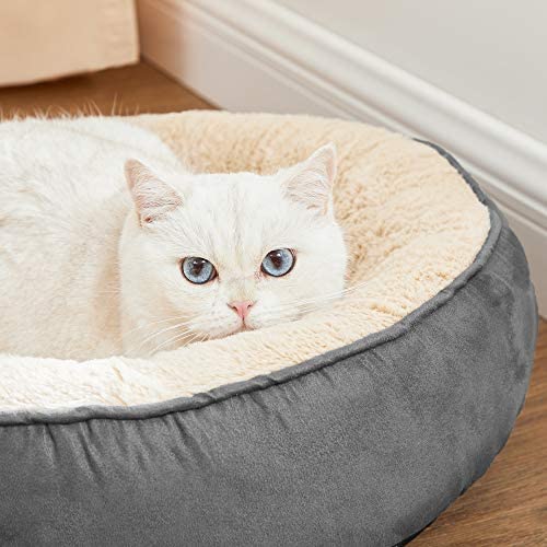 FEANDREA Dog Bed, Doughnut Cat Bed, Round, 50 cm Dia., Dark Grey PGW050G02 - Image 5