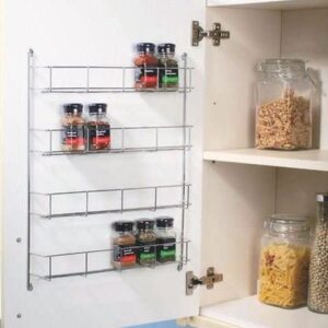 CHROME PLATED 4 TIER SPICE RACK CABINET CUPBOARD ORGANISER STORAGE JAR RACK
