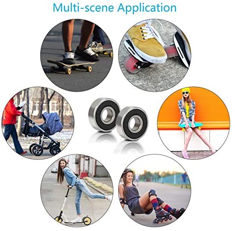 CHIFOOM 30pcs 608RS Skateboard Bearings,Roller Skate Wheels Scooter Abec-9 Rubber Sealed Metal Spare Bearing for Longboard Stunt Scooters Inline Skates (Black Blue Red) - Image 5