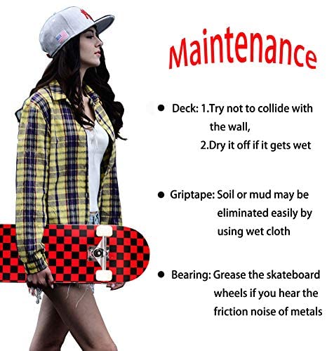 Seasonland Skateboard 7 Layers Decks 31"x8" Pro Complete Skate Board Maple Wood Longboards for Teens Adults Beginners Girls Boys Kids - Image 5