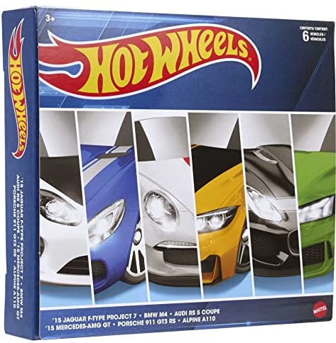 Hot Wheels European Car Culture Multipacks of 6 Premium Toy Cars, 1:64 Scale, Authentic Decos, Popular Castings, Rolling Wheels, Gift for Kids 3+ & Collectors