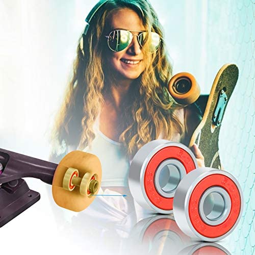 CHIFOOM 30pcs 608RS Skateboard Bearings,Roller Skate Wheels Scooter Abec-9 Rubber Sealed Metal Spare Bearing for Longboard Stunt Scooters Inline Skates (Black Blue Red) - Image 3