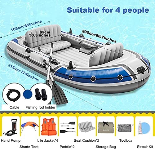 ZXQZ Kayak, 4 People Inflatable Kayak with Tent Inflatable Canoe Blow Up Kayak for Summer Surfing Fishing - Image 3