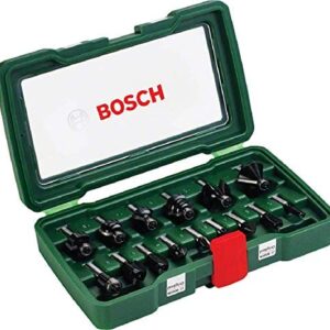 Bosch 15-Piece Hard Metal Router Bit Set (for Wood, Shank Ø 8 mm, Accessories for Routers)