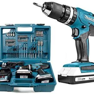 Makita 18 V Cordless Combi Drill, 2 x Batteries, Charger and Accessory Kit, 70 pc.