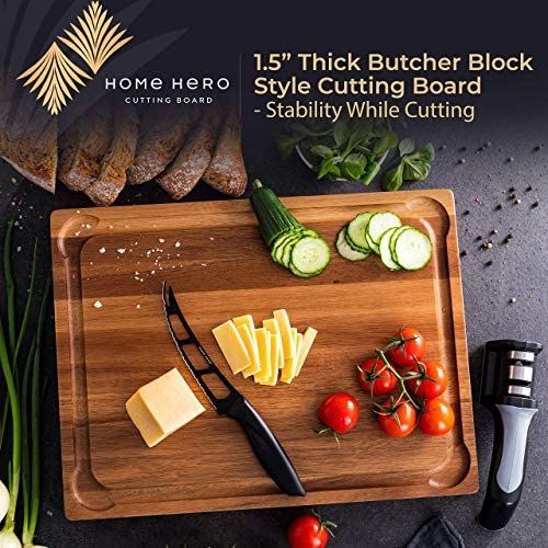 Acacia Wooden Chopping Board 44 x 33 x 3.8 cm - Extra Large Chopping Board Reversible Cutting Board with Handles - Cheese Board Bread Board Meat Carving Board - Kitchen Wood Board for Serving Food - Image 2