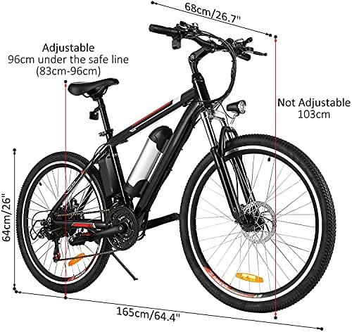 26" Electric Bike for Adult Electric Mountain Bike E-Bike, 250W Powerful Motor Electric Bicycle 25Km/H with Removable 8AH Lithium-Ion Battery Professional 21 Speed Gears - Image 2