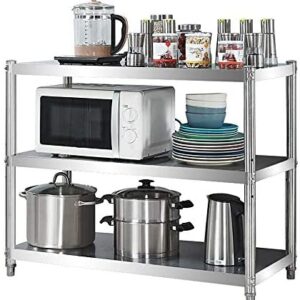YALJ Kitchen Shelf 3 Tier Modern Storage Shelving Units Shelf Stainless Steel Storage Unit Shelving Racking Baker's Racks