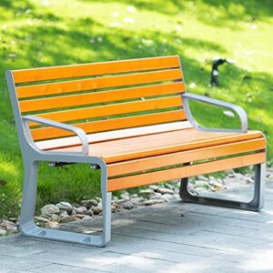 Garden Bench Patio Porch Chair Weather Resistant Furniture Seating, Deck Hardwood Cast Aluminum Bench Loveseat, Outdoor Park Pool Backrest Bench, School Hospital Work Entryway Sitting Bench