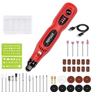 POPULO Cordless Rotary Tool Portable 3.7V Mini Rotary Tool with 46 Pcs Rotary Accessory Kit, 3-Speed and USB Charging Nail Drill, Multi Tool for Small Projects, Polishing, DIY Work