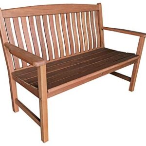 BrackenStyle Boston Wooden Garden Bench - 1 Piece Outdoor Seating – Durable Hardwood Furniture Ergonomic Backrest - 130cm