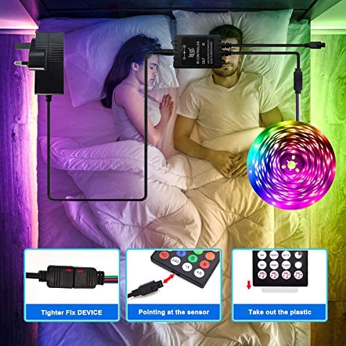LED Strip Lights 10M, Music Sync RGB LED Strip Lighting for Bedroom Color Changing SMD 5050 Rope Strip Lights for Home, Desk, Dorm, Cabinet, TVs, Kitchen, Party(44 Keys Remote+ Mic Control) - Image 6