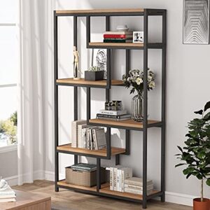 Tribesigns Bookcase Bookshelf Industrial, 5 Tier Free Standing Shelving Display Storage Unit for Living Room, Home Office (Maple)