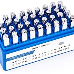 BENECREAT 36 Pack (6mm 1/4") Letter and Number Metal Punch Stamps with Storage Container Electroplated Metal Stamping Tools for Jewelry Leather Wood Stamping