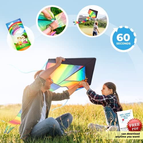 Better Version Huge Rainbow Kite for Children and Adults Great for Outdoor Games and Activities with Premium Quality An Easy Flyer and Easy to Assemble Kite for Kids - Image 4