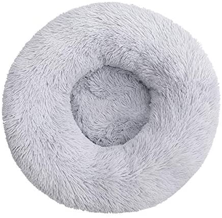 Cat Bed Round Donut Pet Bed with Anti-Slip Bottom Small Dog Bed Cat Bed Round Warm Soft Cozy Sofa Pet Mat 45CM(01) (45CM) (45CM, Gray light)