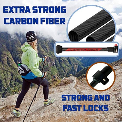 ALTAITREK PRO Telescopic carbon fiber trekking poles with quick locking system, ultralight for hiking, mountain, camping. Natural cork handle. Sticks. Baton. Pair - Image 3