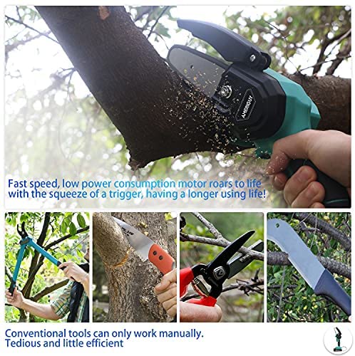 24V Cordless Mini Chainsaw 2Pcs Batteries, AMERIGUY 4 Inch Electric Power Chain Saw, One-Hand Operated Portable Wood Saw for Farming Tree Limbs, Garden Pruning, Bonsai Trunk, and Firewood - Image 6