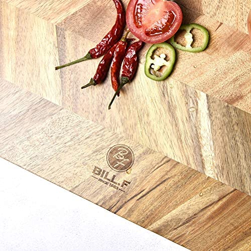 Bill F Since 1983 Chopping Board,New Acacia Wood Kitchen Cutting Board with Special End-Grain,Professional Grade Large Wooden Chopping Board 46 X 33 X 2.5 cm - Image 6