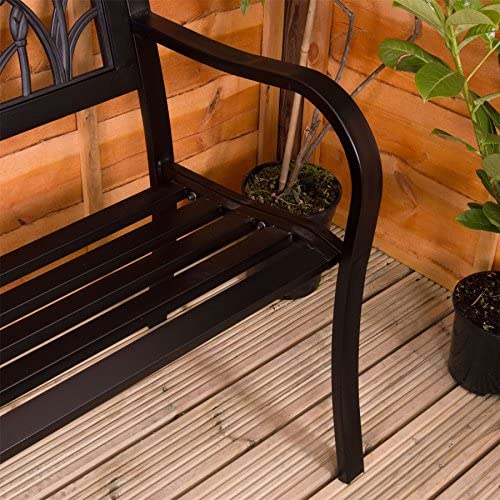 Garden Vida Steel Garden Bench, Tulip Design 3 Seater Outdoor Furniture Seating Park Patio Seat - Image 2