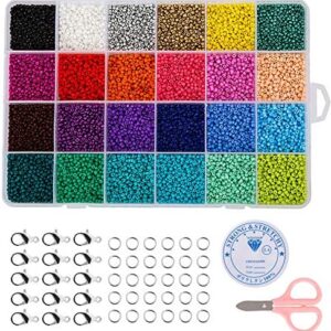 Naler 24000pcs Glass Seed Beads, Small Pony Beads Assorted Kit Opaque Colors Craft Seed Beads, for Jewelry Making Finding Art Craft DIY Decoration, 2mm Round