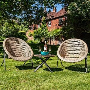 Dawsons Living Faux Rattan Bistro Set - Choice of Colours - Conservatory Garden Patio and Decking Furniture Chairs and Glass Top Table Set