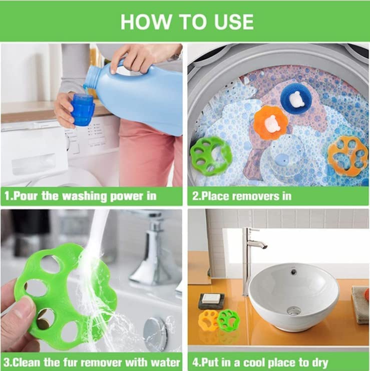 BIZHUDP Pet Epilator, Washing Machine Epilator, Reusable Washing Machine Epilator Dog Hair Cat Hair Catcher, Fur Removal in Washer and Dryer 4 Pack - Image 2