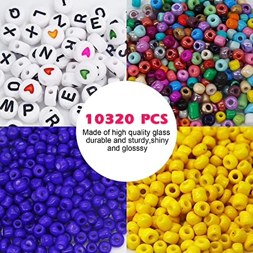 10320pcs DIY Beads Kit, Olerqzer Alphabet Letter Heart Beads 3mm for DIY Bracelet Jewelry Making Supplies, Arts and Crafts for Kids Girls Adults Birthday Gifts Friendship - Image 5