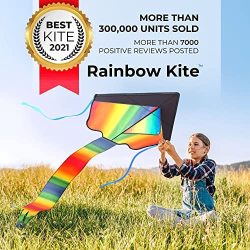 Better Version Huge Rainbow Kite for Children and Adults Great for Outdoor Games and Activities with Premium Quality An Easy Flyer and Easy to Assemble Kite for Kids - Image 2