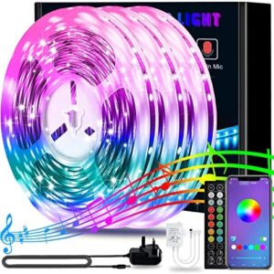 15m Led Lights, L8star RGB Led Lights for Bedroom SMD 5050 Bluetooth Music Sync Smart Color Changing Rope Lights, IR Remote Control,with for Kitchen, Bedroom, TV, Party