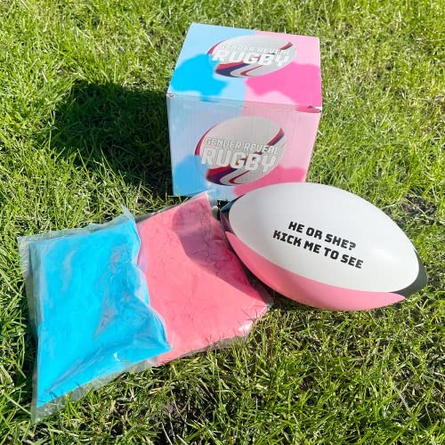 Sass Party & Gifts Gender Reveal Exploding Rugby Ball - Includes Blue and Pink Powder - Perfect Reveal For Rugby Fan - Image 2