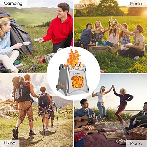 Lixada Camping Wood Stove Portable Wood Burning Stove Lightweight Alcohol Stove for Outdoor Cooking Backpacking Hiking Traveling (Titanium/Stainless Steel) - Image 8