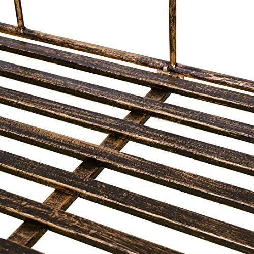 HLC Metal Garden Bench Seat Furniture Outdoor Leisure Bench Loveseat for Garden, Patio, Park, Porch and Yard (Brown) - Image 5