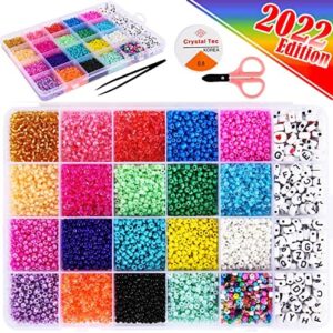 FunzBo Beads Jewelry Making Kit Beads for Bracelets - Craft and Art Glass Pony Seed and Alphabet Letter Bead for DIY Arts and Crafts Gift for Her Women Girlfriend Kids Age 6 7 8 9 10 Years Old