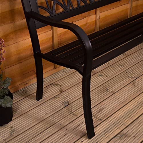 Garden Vida Steel Garden Bench, Tulip Design 3 Seater Outdoor Furniture Seating Park Patio Seat - Image 6