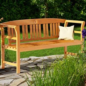 Deuba Garden Bench Rose FSC®-Certified Eucalyptus Wood 2 Seater Wooden Garden Furniture Armrests