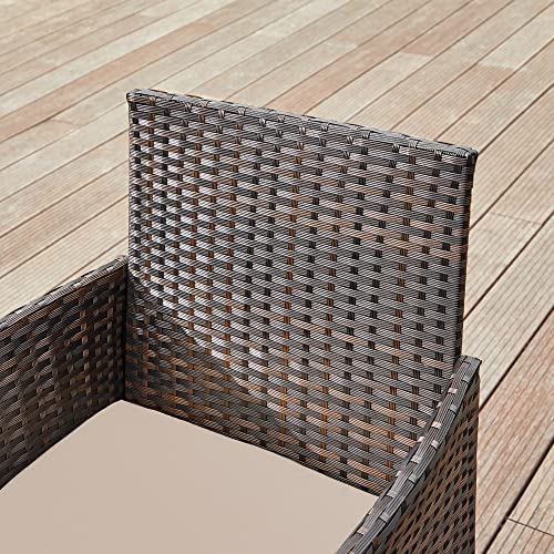 SONGMICS Garden Furniture Sets, Polyrattan Outdoor Patio Furniture, Conservatory PE Wicker Furniture, for Patio Balcony Backyard, Brown and Taupe GGF002K01 - Image 7