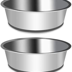 Joytale Stainless Steel Dog Bowl with Rubber Base, Set of 2, Pets Food and Water Non-Slip Bowls for Medium Large Dogs,1900 ML