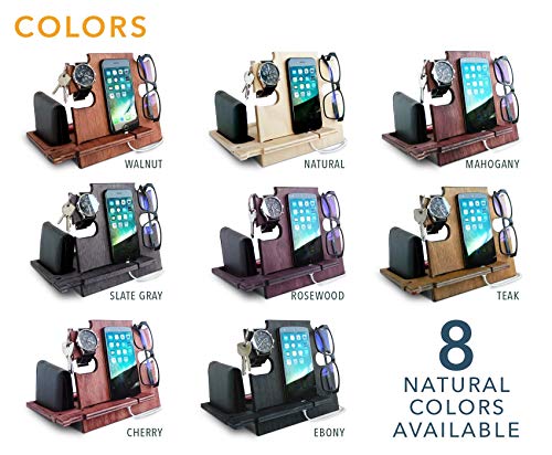Wooden Docking station, Smartphone Stand - Desk Organizer, Nightstand Holder, Teak Color - Image 9