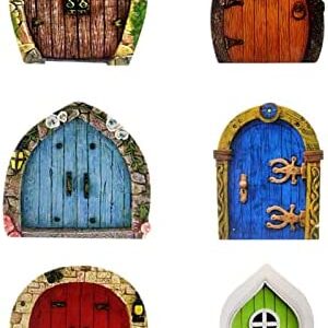 Fairy Doors For Trees Outdoor | Miniature Fairy Door For Tree Decoration | Fairy Garden Accessories For Outdoor | Mouse Door, Craft Door, Tree Door, Playhouse Decoration Door For Trees, Yard (6 Pack)