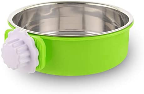 MOACC Crate Dog Bowl, Removable Stainless Steel Dog Bowl with Plastic Puppy Feeder Food Water Bowl for Dogs Cats Rabbits
