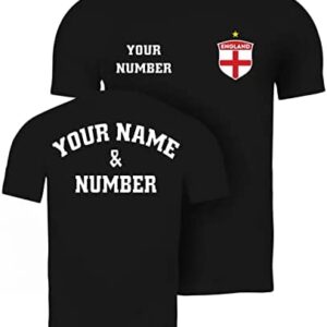 lepni.me Mens T Shirt England Football Shirt with Your Name and Number | English Flag Badge Personalised Jersey Retro Custom Top | World Cup 2022 European Championship Fans