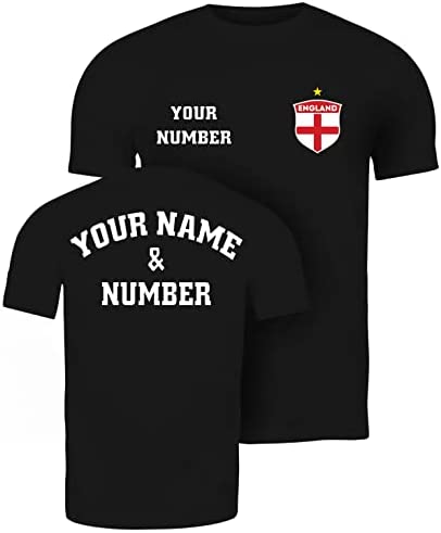 lepni.me Mens T Shirt England Football Shirt with Your Name and Number | English Flag Badge Personalised Jersey Retro Custom Top | World Cup 2022 European Championship Fans