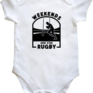 Hippowarehouse Weekends are for Rugby Baby Vest Bodysuit (Short Sleeve) Boys Girls