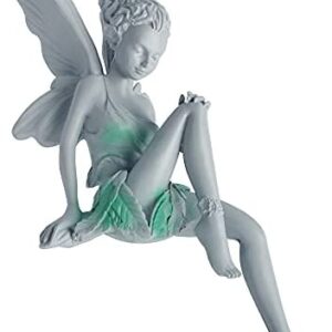ZoneYan Flower Fairy Sculpture, Garden Sitting Fairy Statue, Sitting Fairy Statue, Tudor And Turek Angel Girl Figurines Craft, Garden Ornament Resin Landscaping Yard DecorationοΌGrayοΌ